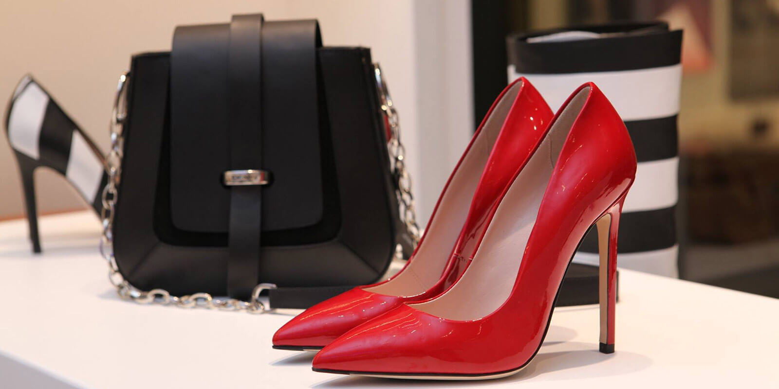 Red stiletto heel shoes on hot offer